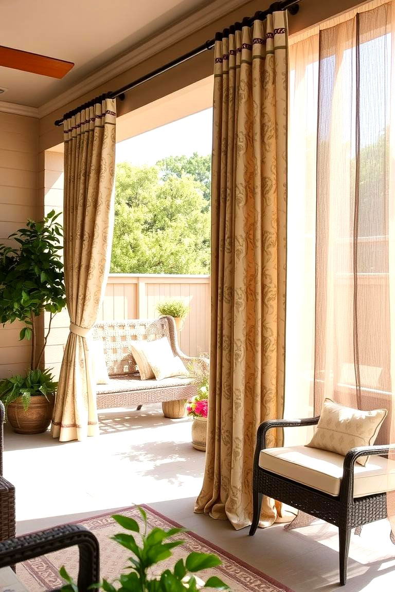 Patterned Outdoor Curtains for Visual Interest - 24 Patio Curtain Ideas