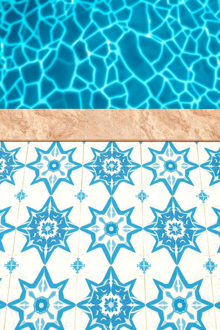Patterned Porcelain Tiles - 24 Waterline Pool Tile Ideas