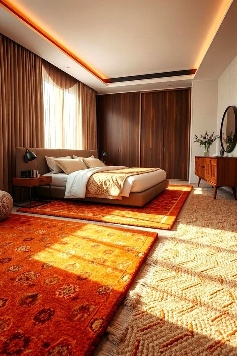 Patterned Rugs with Burnt Orange Hues - 24 Burnt Orange Bedroom Ideas