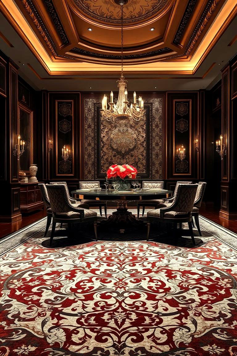 Patterned Silk Dining Room Rugs - 24 Dining Room Rug Ideas