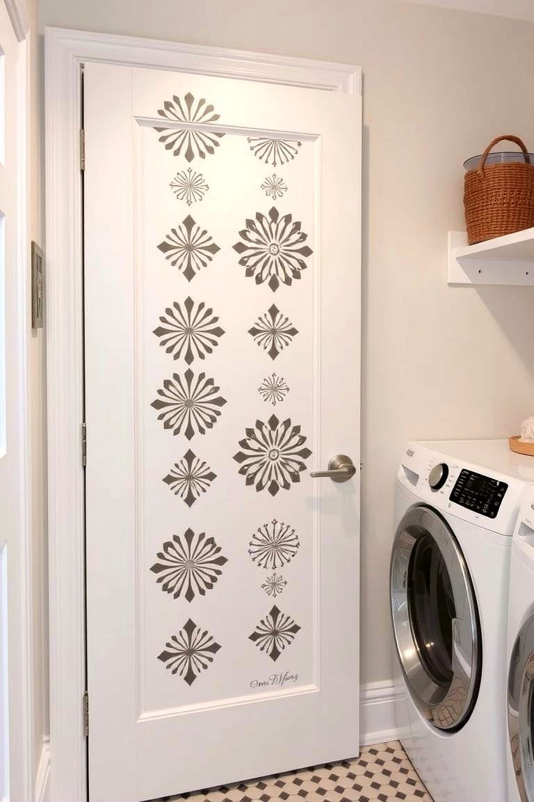 Patterned Stenciled Door - 24 Laundry Room Door Ideas