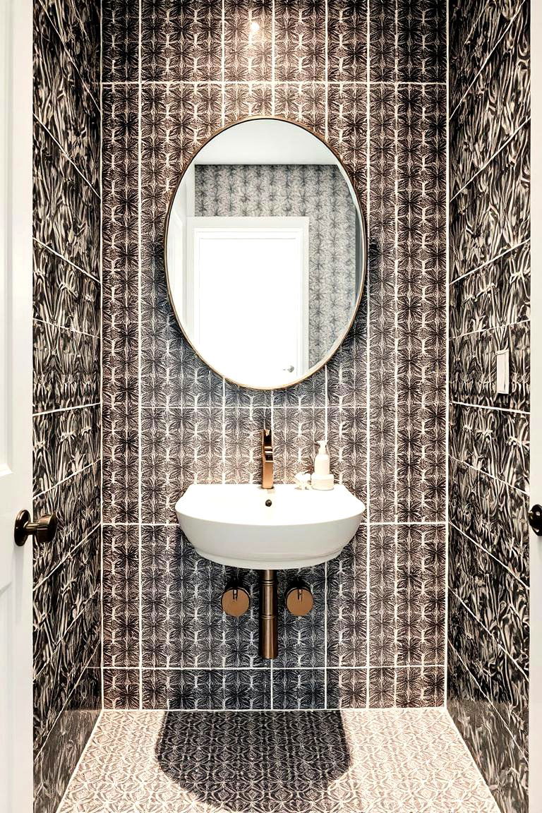 Patterned Tiles for Texture - 24 Small Powder Room Ideas