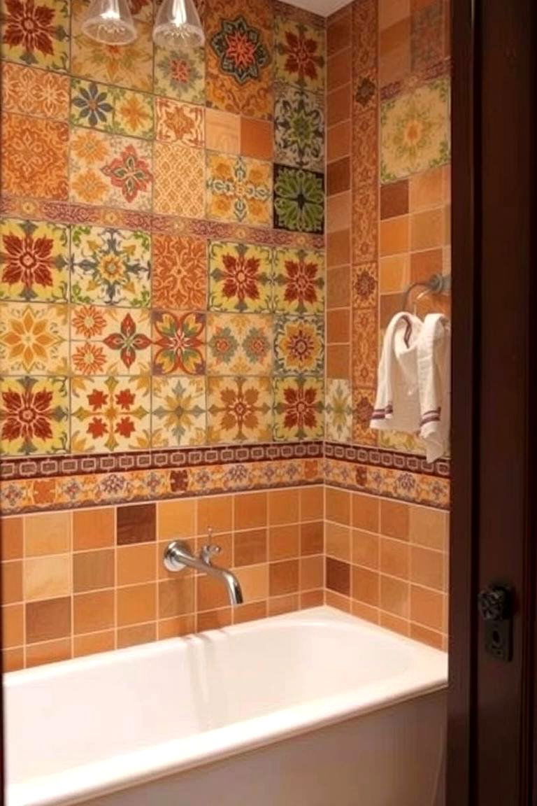 Patterned Wall Murals - 24 Spanish Style Bathroom Ideas