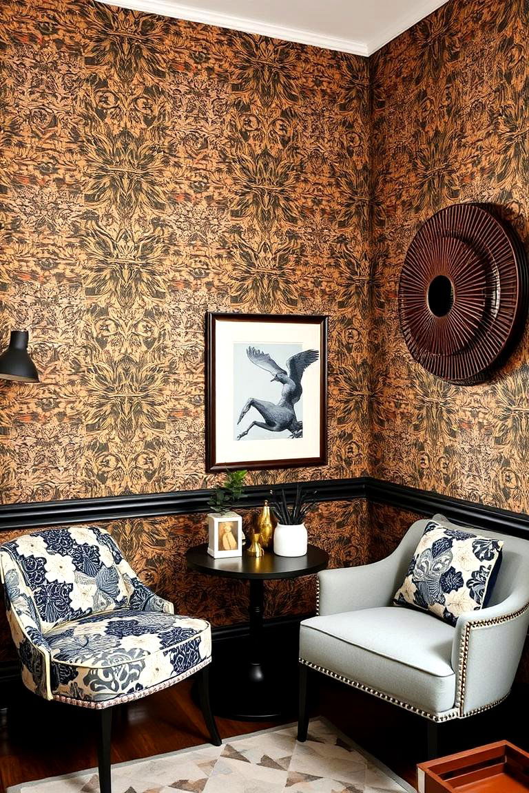 Patterned Wallpaper Extravaganza - 24 Maximalist Living Room Design Ideas