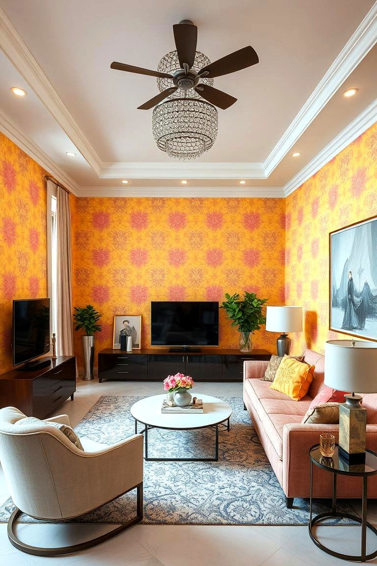Patterned Wallpaper Magic for Dynamic Interiors - 24 How to Decorate With Yellow and Pink