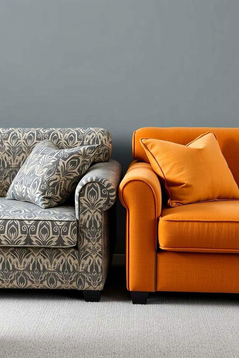Patterned vs - 24 Mismatched Sofas in Living Room Ideas