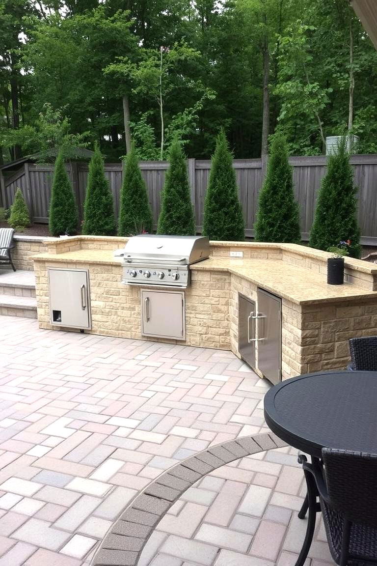 Paver Patio with Outdoor Kitchen - 24 Paver Patio Ideas