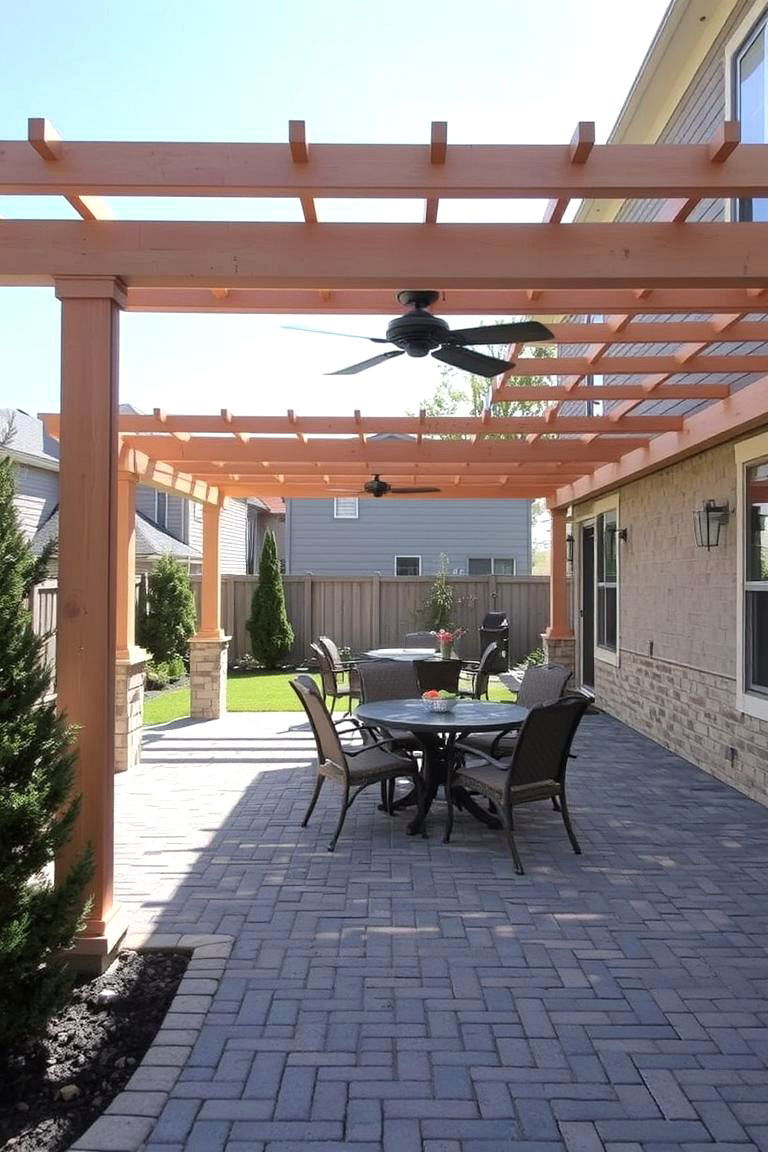 Paver Patio with Pergola - 24 Paver Patio Ideas