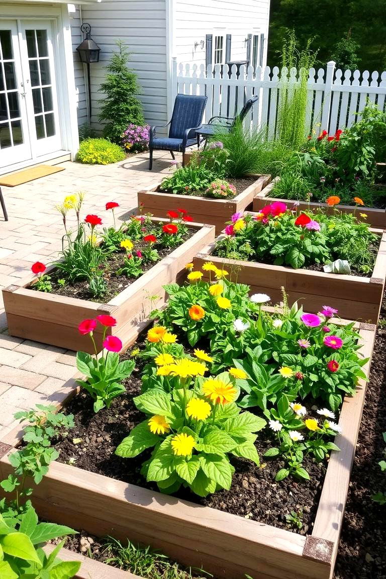 Paver Patio with Raised Garden Beds - 24 Paver Patio Ideas