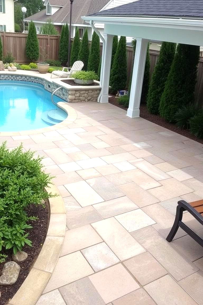 Paver Patio with a Poolside - 24 Paver Patio Ideas