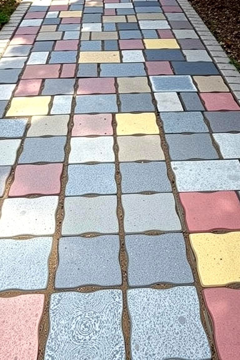 Paver Patterned Path - 24 walkway ideas