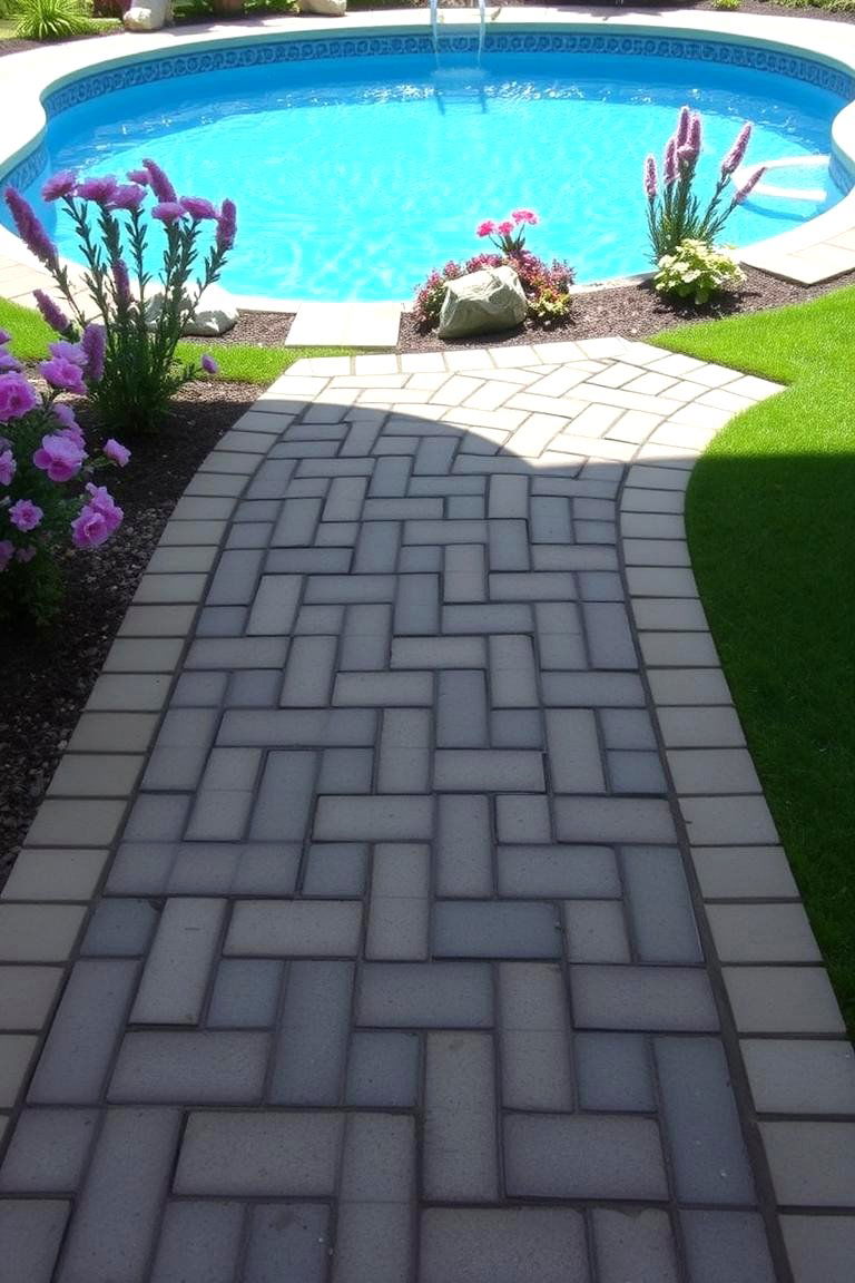 Paver Walkway - 24 Above Ground Pool Walkway Ideas