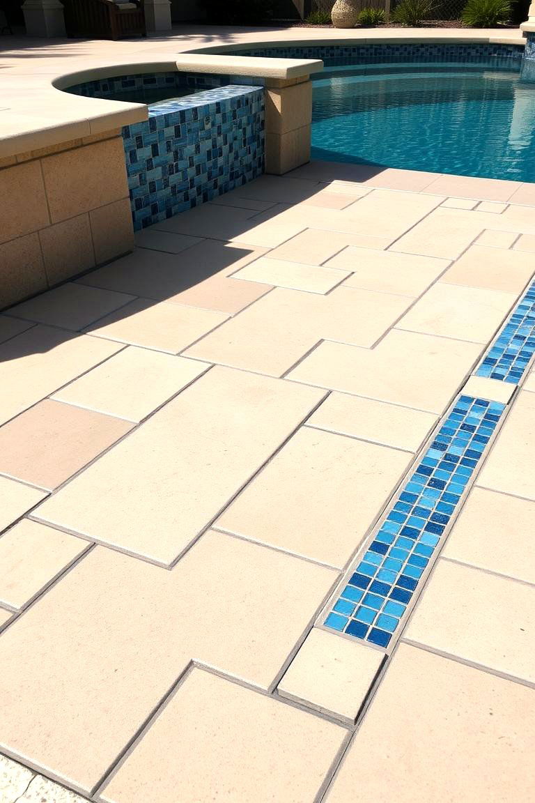 Pavers with Decorative Accents - 24 Pavers Around Pool Ideas
