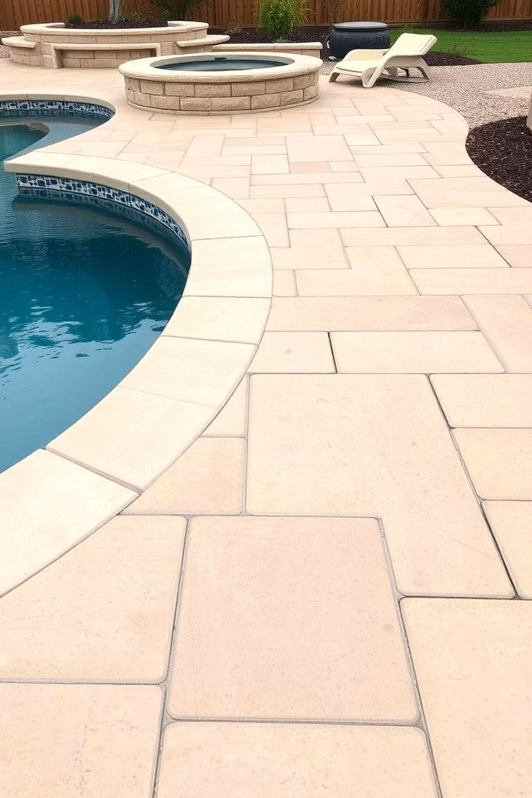 Pavers with Shell or Stone Inclusions - 24 Pavers Around Pool Ideas