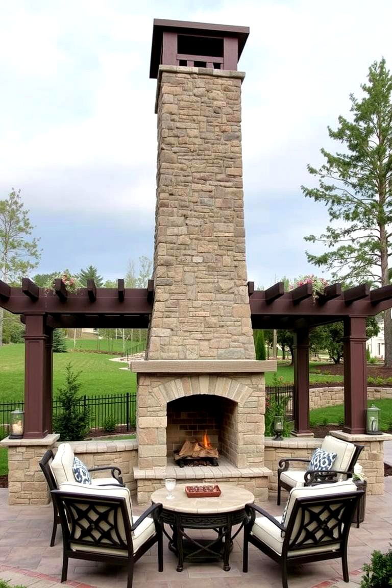 Pavilion with a Chimney Fireplace - 24 Backyard Pavilion With Fireplace