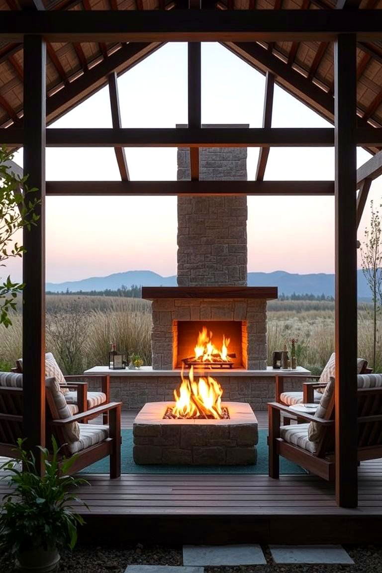 Pavilion with an Eco Friendly Fireplace - 24 Backyard Pavilion With Fireplace