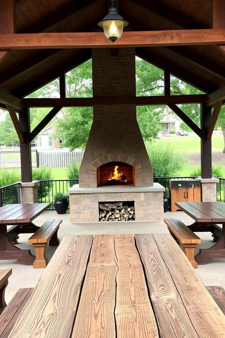 Pavilion with an Outdoor Pizza Oven and Fireplace - 24 Backyard Pavilion With Fireplace