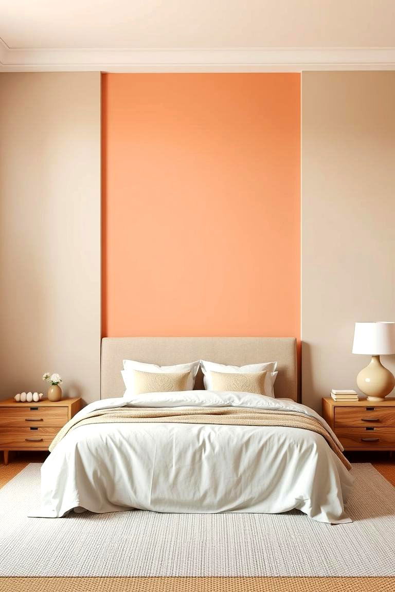Peach Accent Wall - 24 Peach Bedroom Ideas
