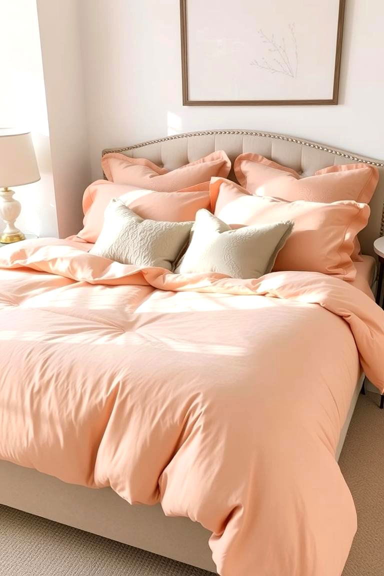 Peach Bedding with Neutral Surroundings - 24 Peach Bedroom Ideas