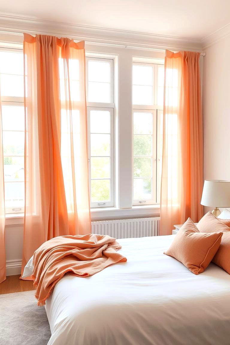 Peach Curtains and Textiles - 24 Peach Bedroom Ideas