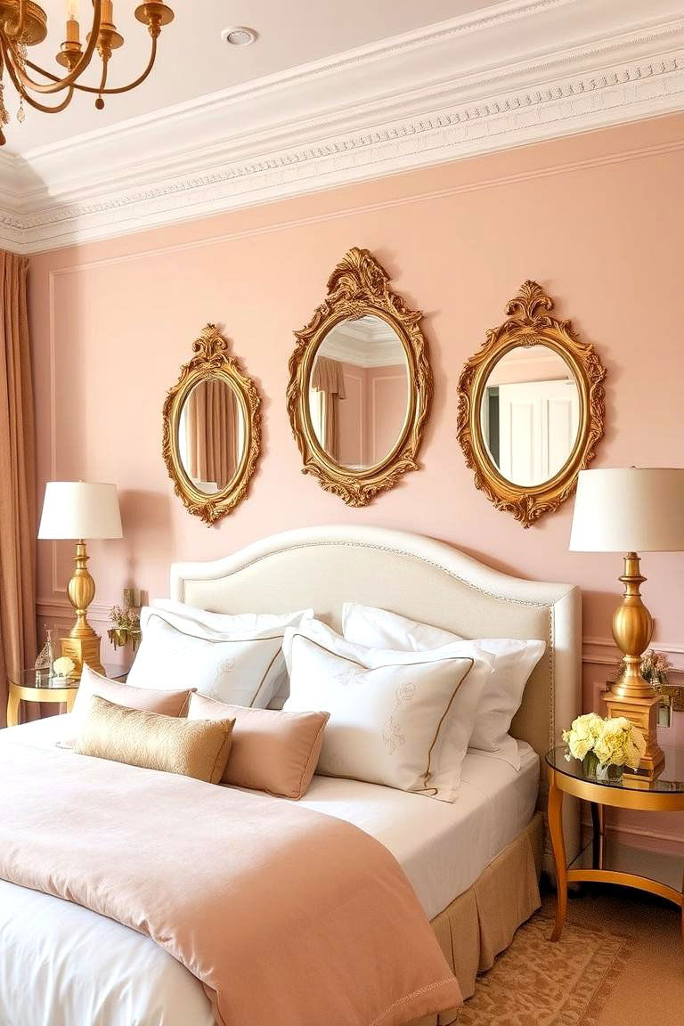 Peach and Gold Accents - 24 Peach Bedroom Ideas