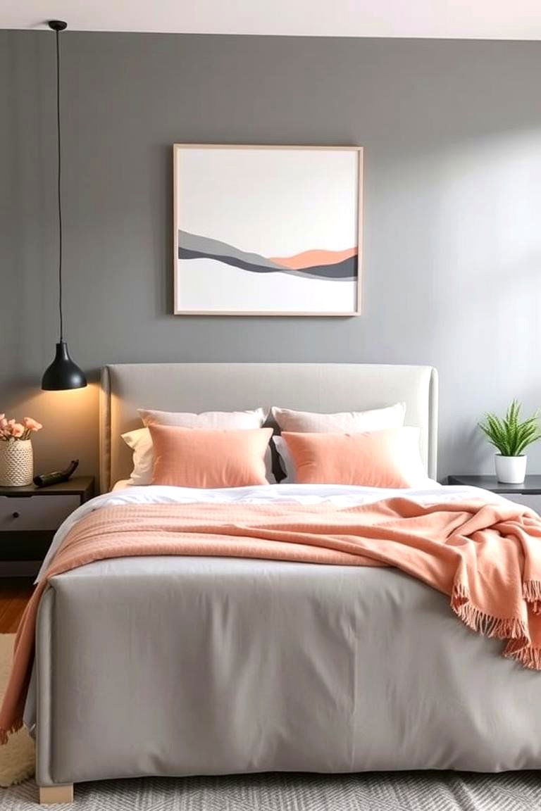 Peach and Grey Color Scheme - 24 Peach Bedroom Ideas