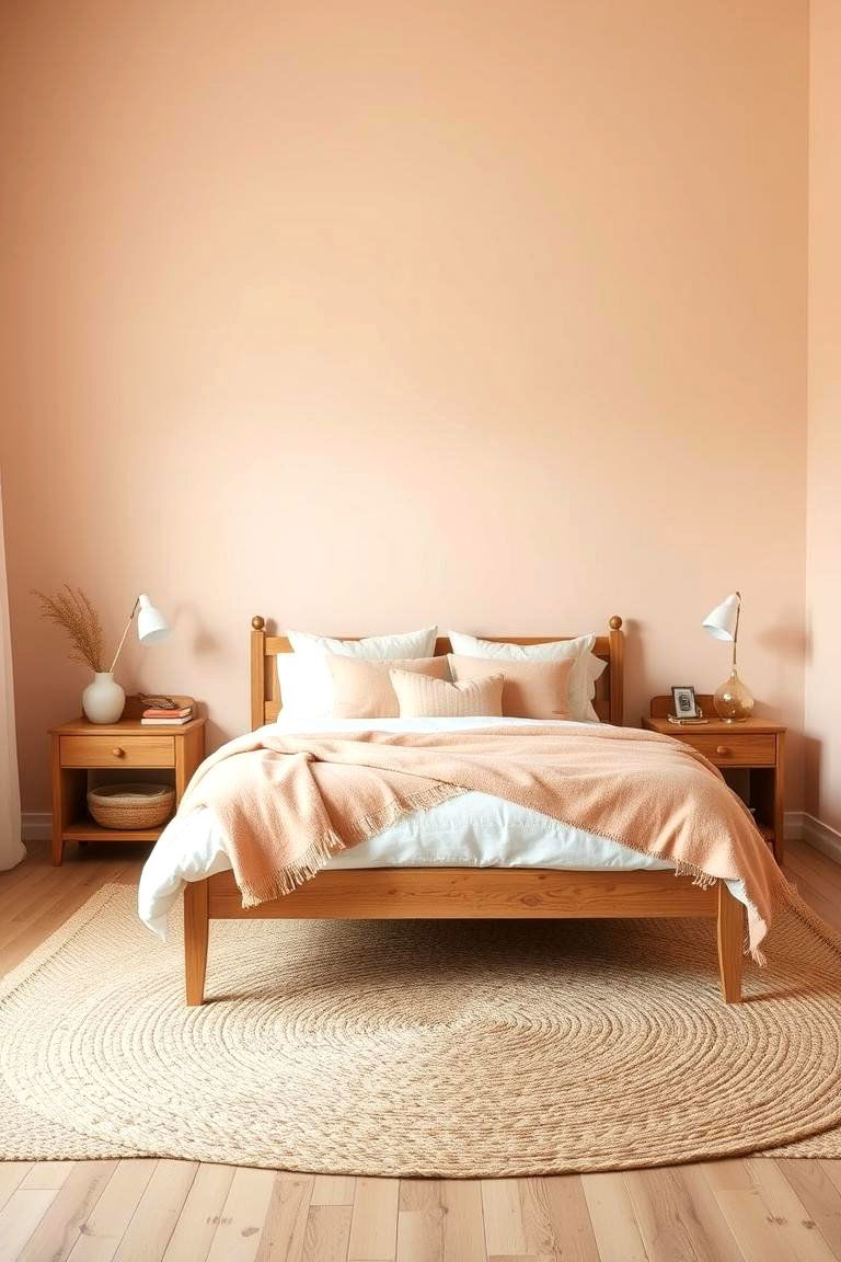 Peach and Natural Wood Tones - 24 Peach Bedroom Ideas