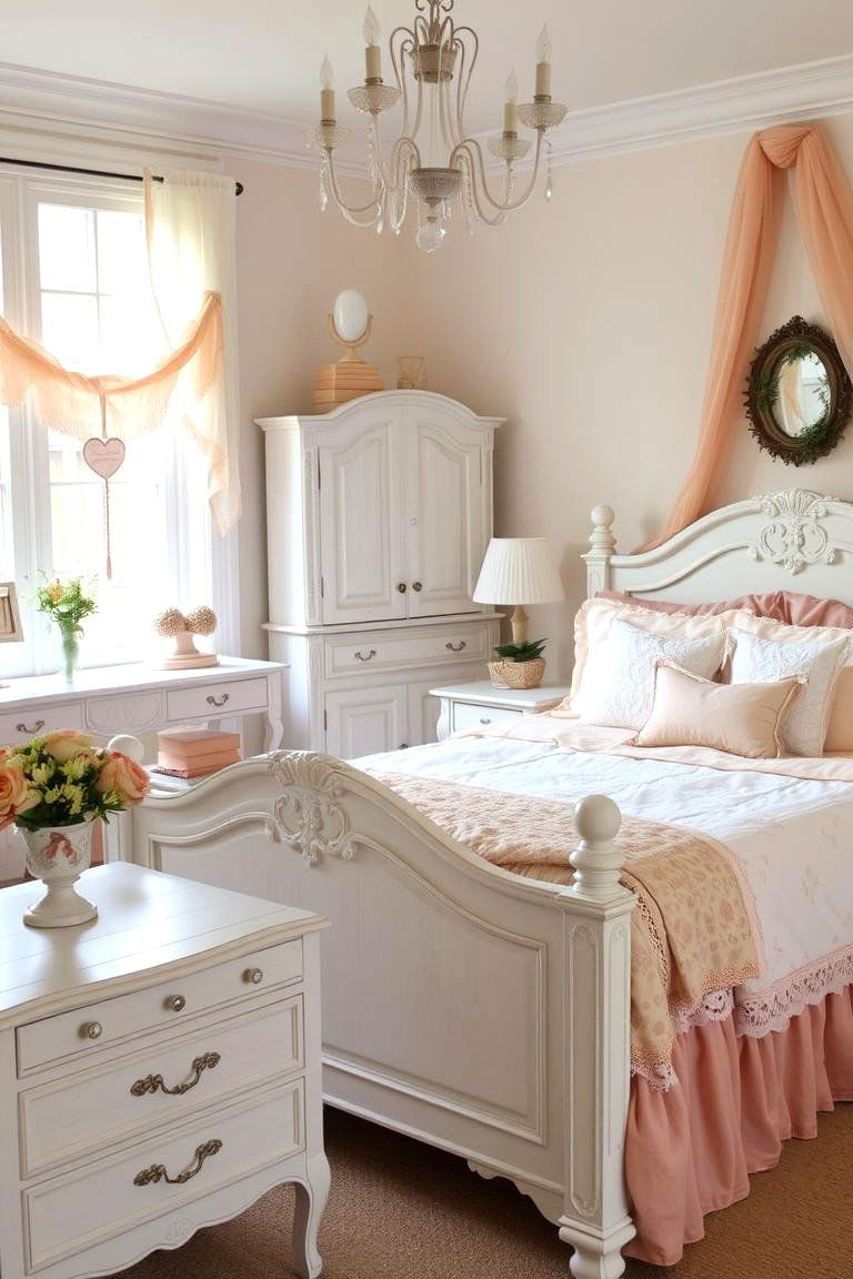 Peach and Shabby Chic Style - 24 Peach Bedroom Ideas