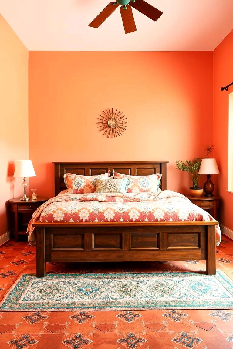 Peach and Southwestern Flair - 24 Peach Bedroom Ideas