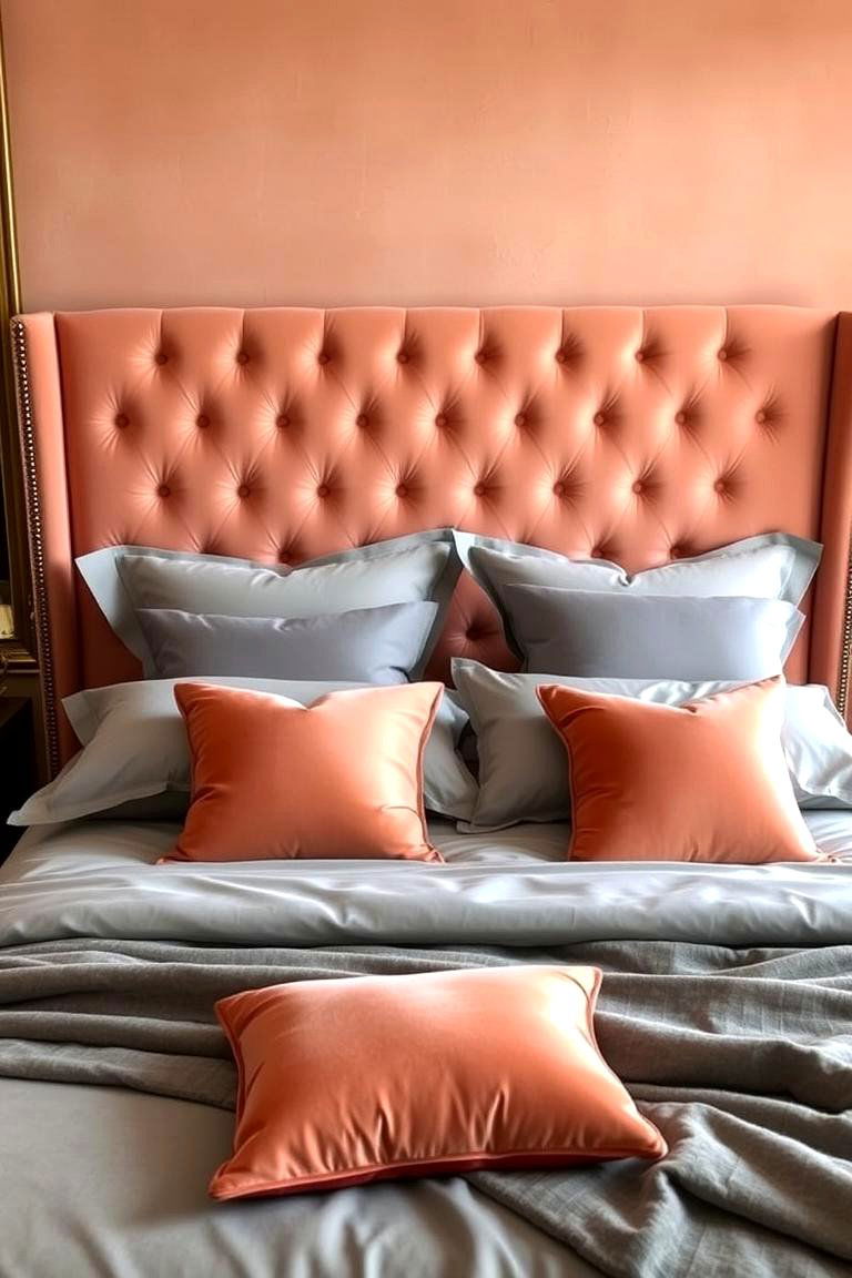 Peach and Velvet Textures - 24 Peach Bedroom Ideas
