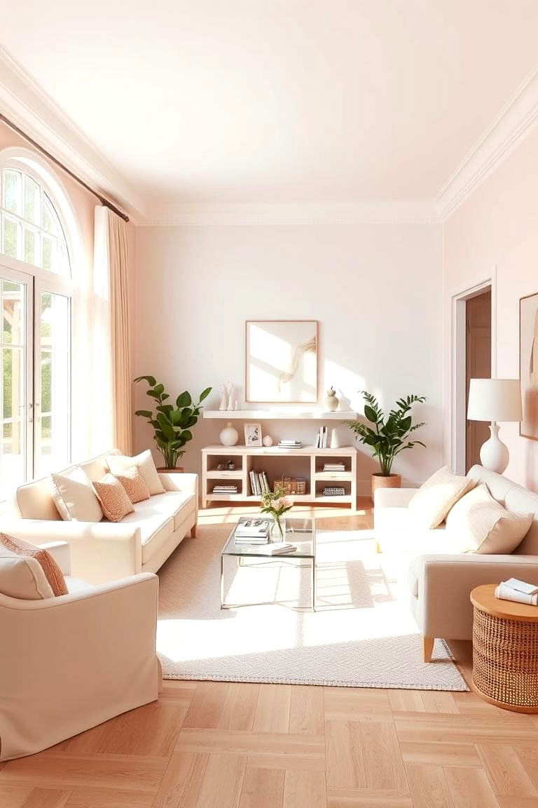 Peach and White Freshness - 24 Two Colour Combination for Living Room