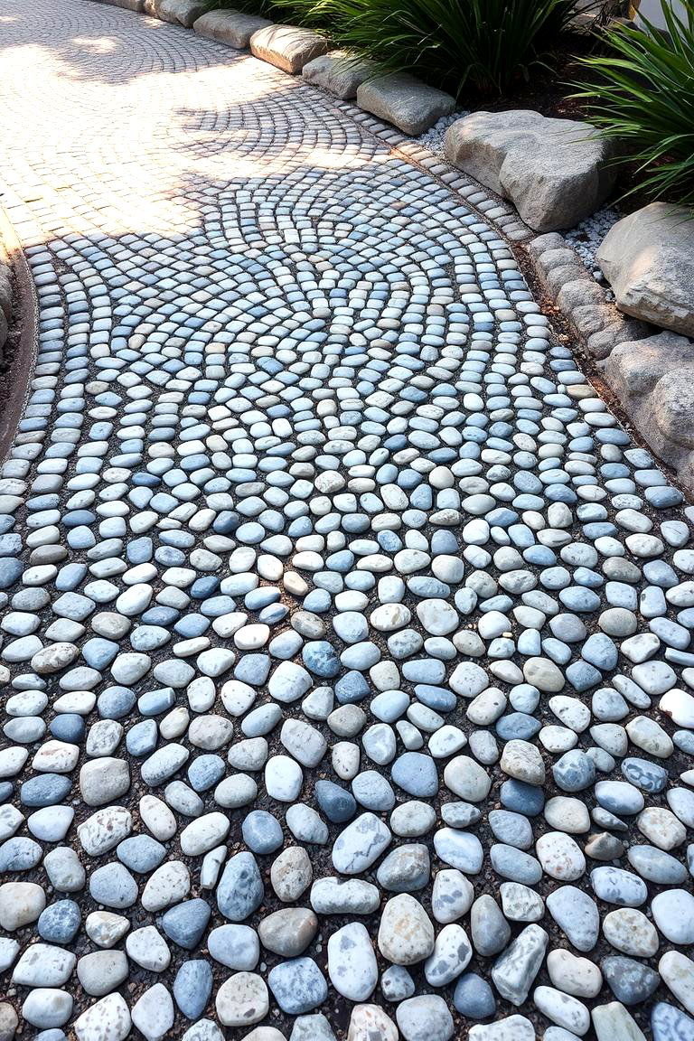 Pebble Mosaic Walkway - 24 Farmhouse Walkway Ideas