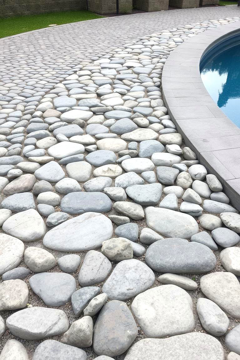Pebble Stone Path - 24 Above Ground Pool Walkway Ideas