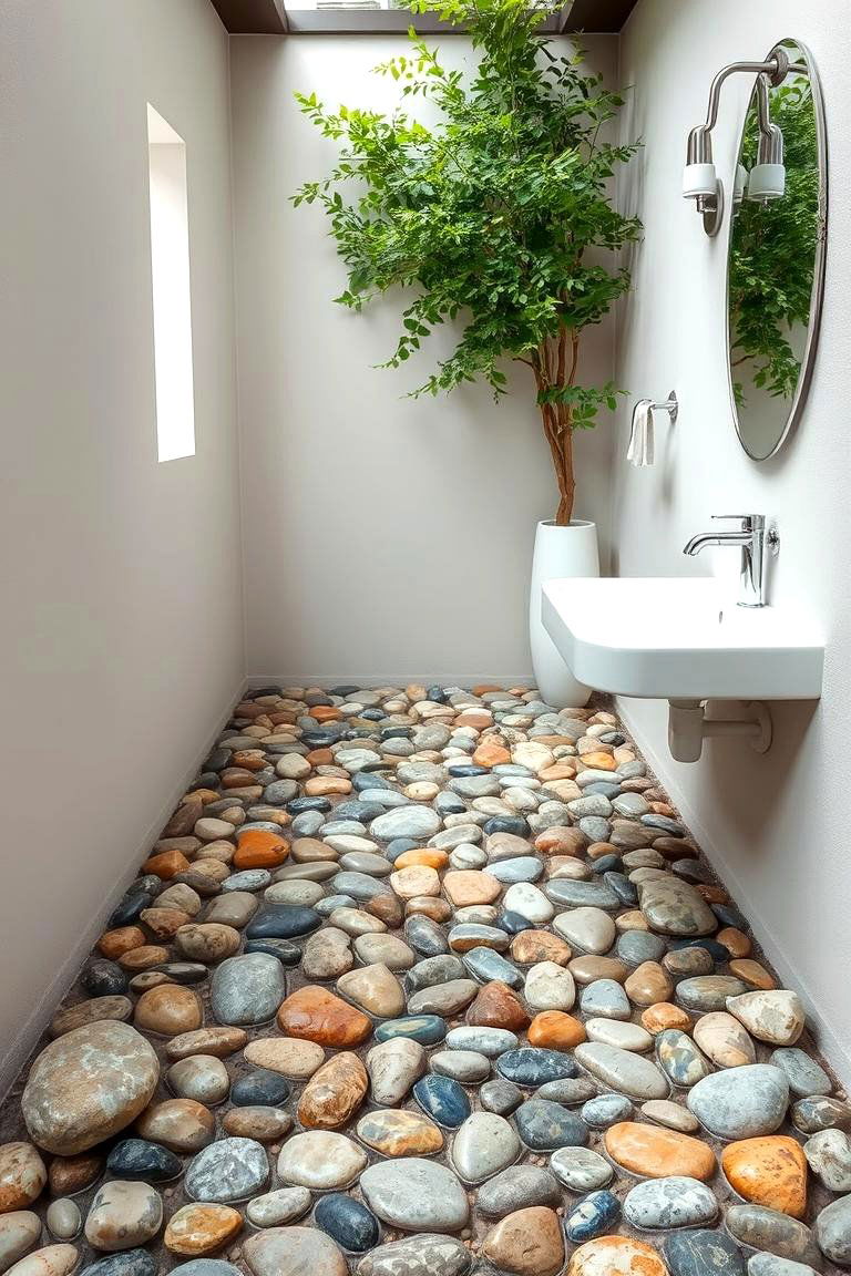 Pebble Stone Pathways - 24 Stone Bathroom Ideas