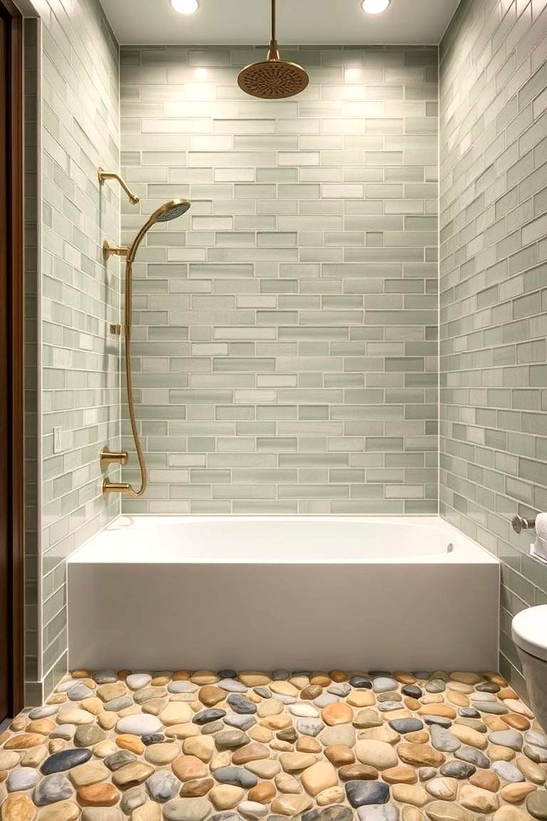 Pebble Tile Floor for Texture - 24 Tub-shower Combo Ideas