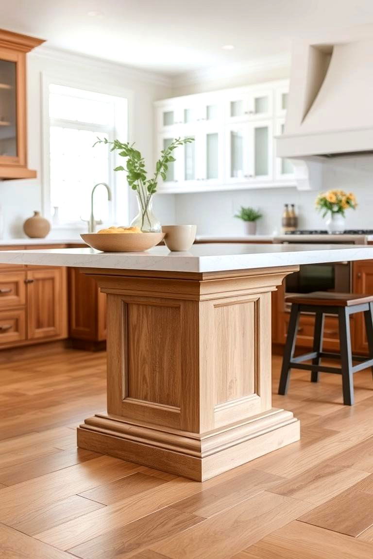 Pedestal Base Island - 24 Farmhouse Kitchen Island Ideas