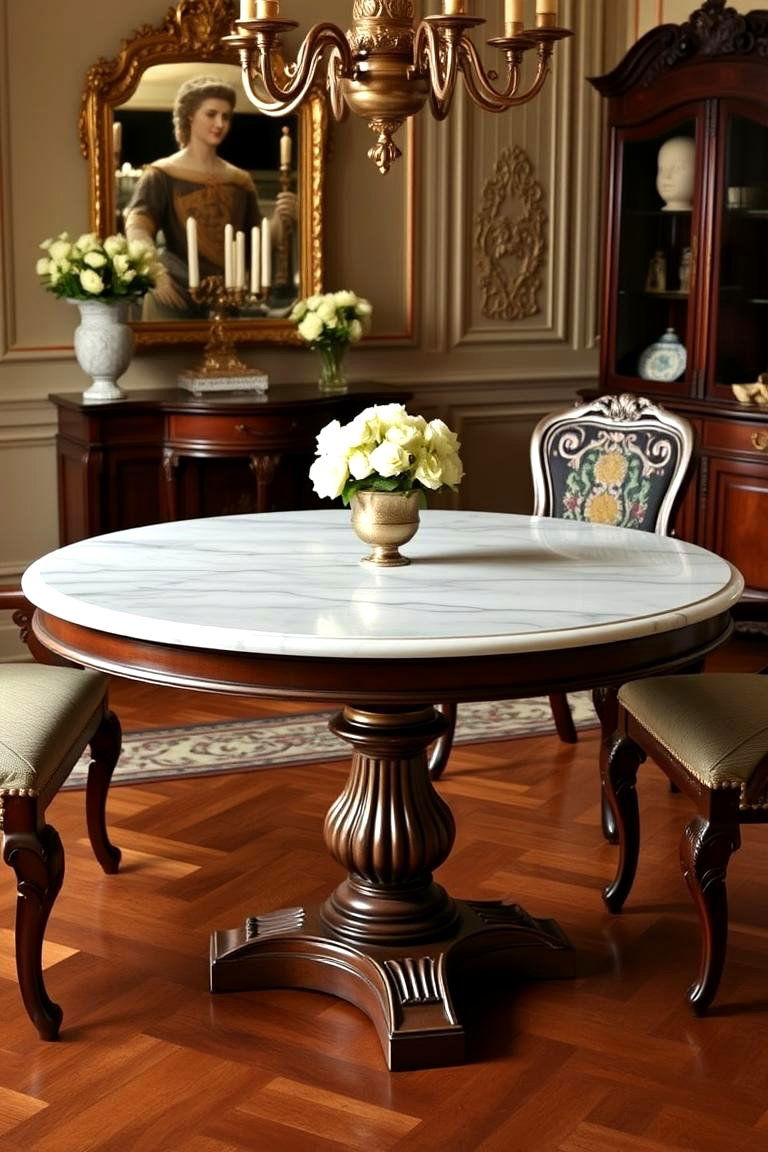 Pedestal Dining Table with Marble Top - 24 Table Design Ideas