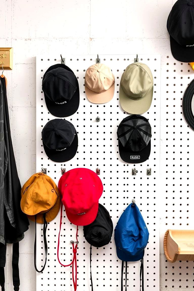 Pegboard Hat Organizer - 24 Hat Rack Ideas