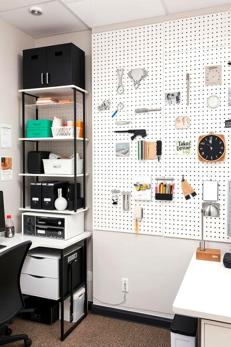 Pegboard Organization Wall - 24 Office Accent Wall Ideas