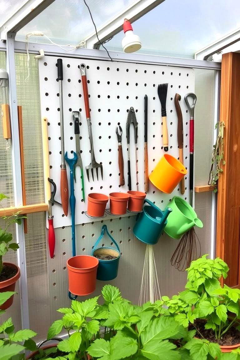 Pegboard Organizers - 24 Greenhouse Shelving Ideas