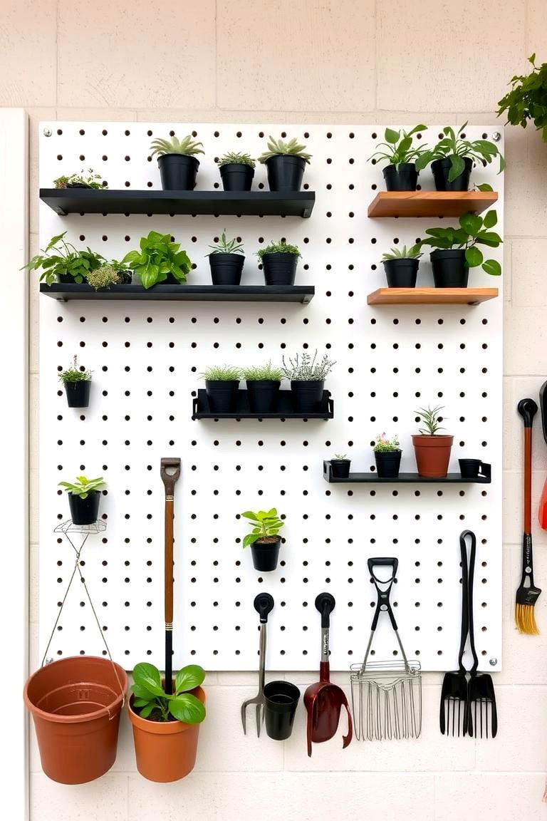 Pegboard Plant Display - 24 Indoor Plant Wall Ideas