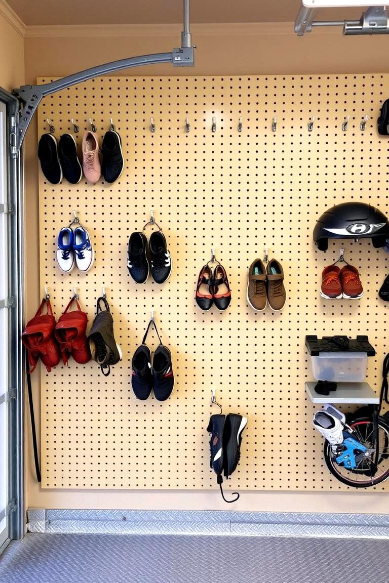 Pegboard Shoe Organizer - 24 Garage Shoe Storage Ideas