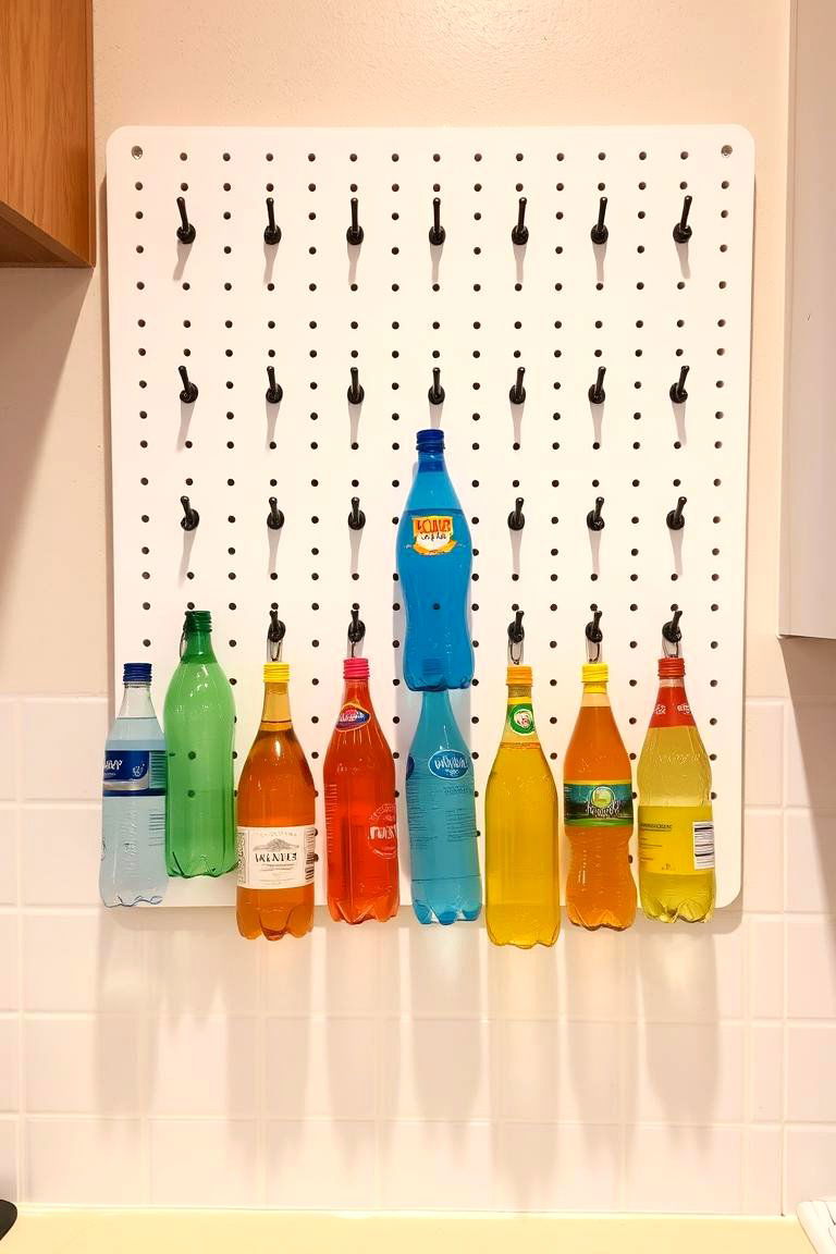 Pegboard Wall Display for Visual Appeal - 24 Water Bottle Storage Ideas