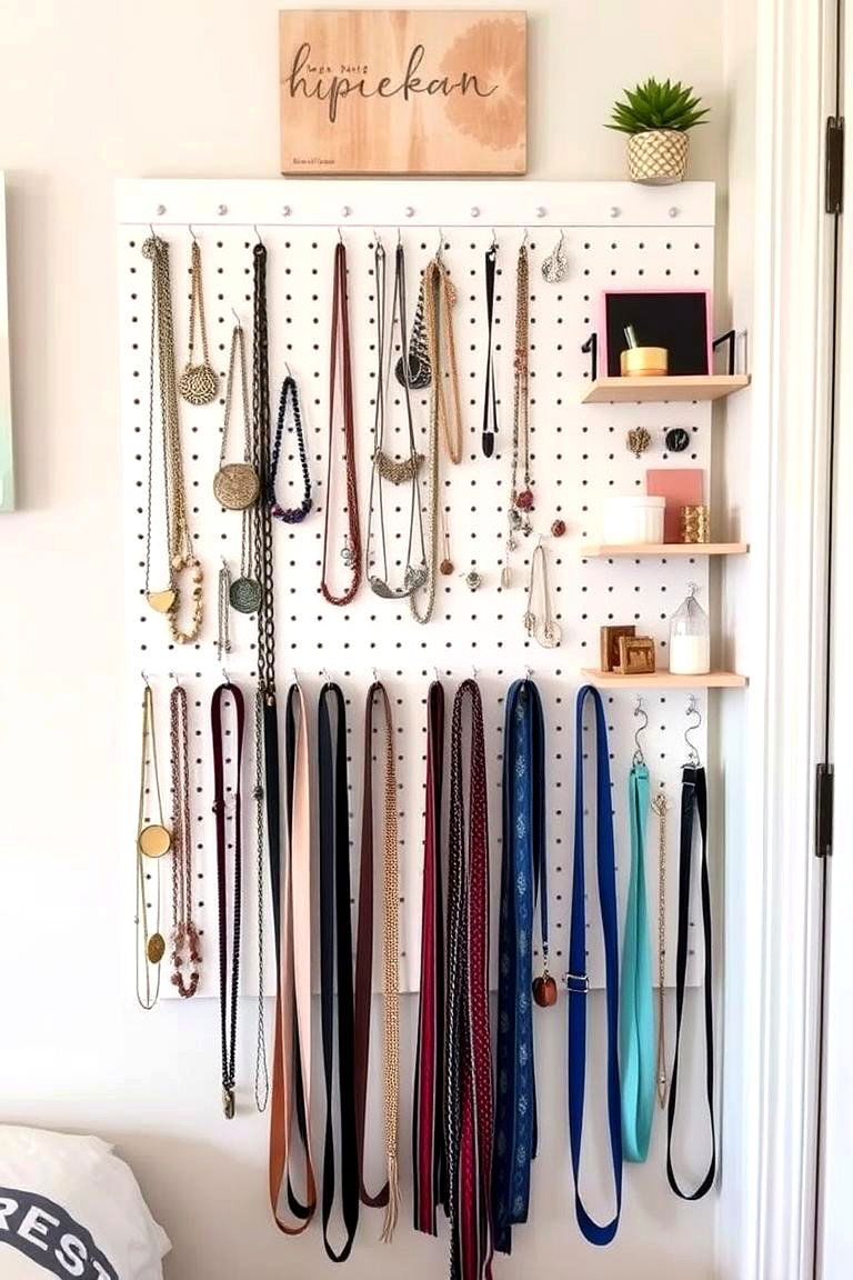 Pegboard for Accessories - 24 small bedroom storage ideas