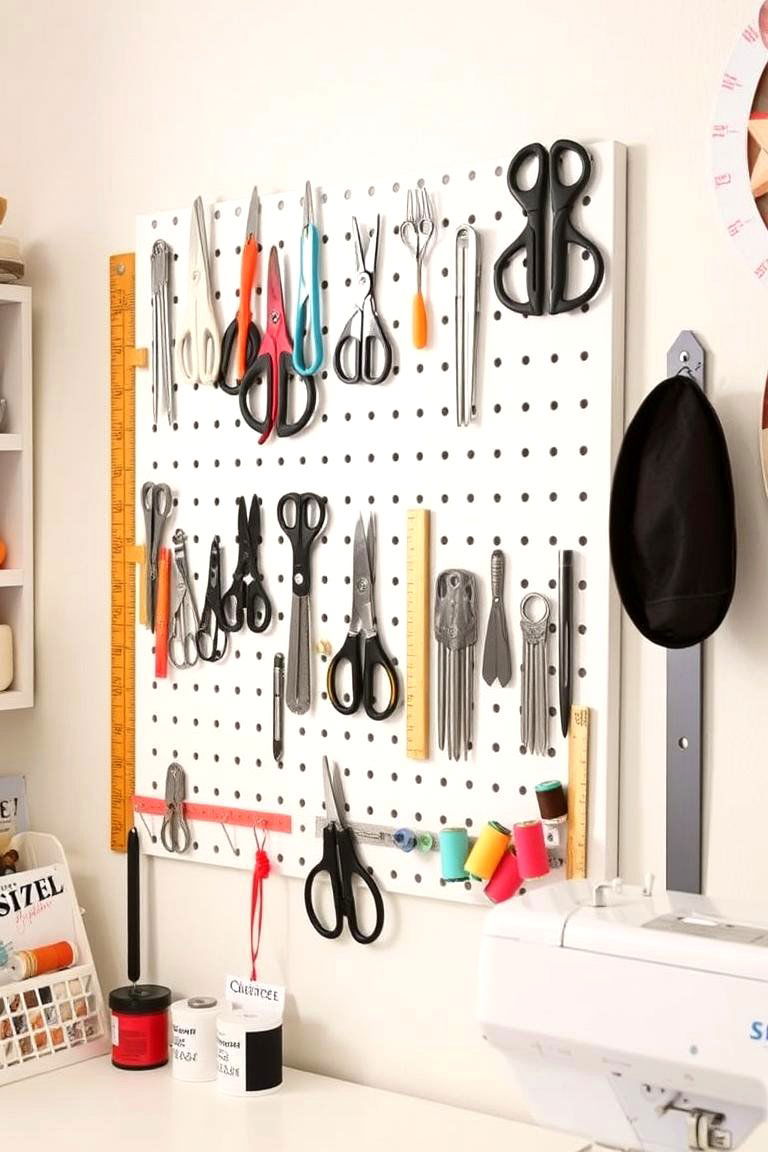 Pegboard for Tools and Accessories - 24 Sewing Room Ideas