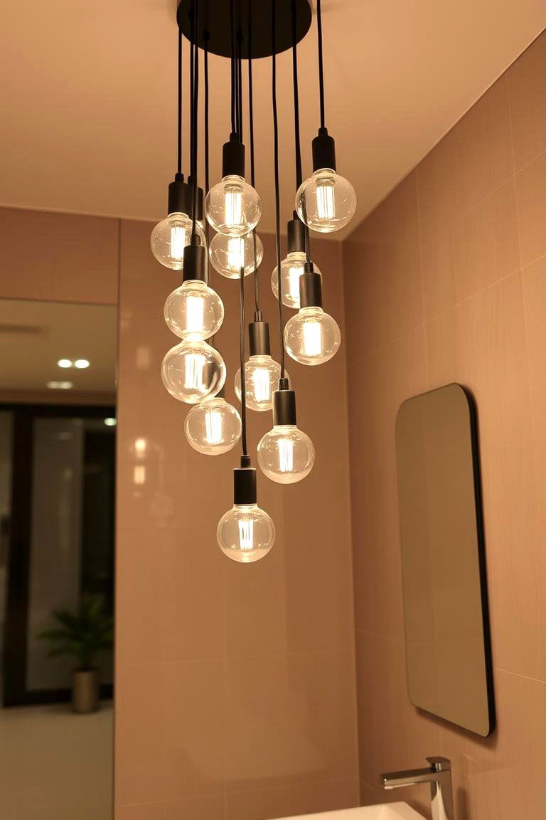 Pendant Cluster Lighting for Visual Drama - 24 Bathroom Ceiling Lighting Ideas