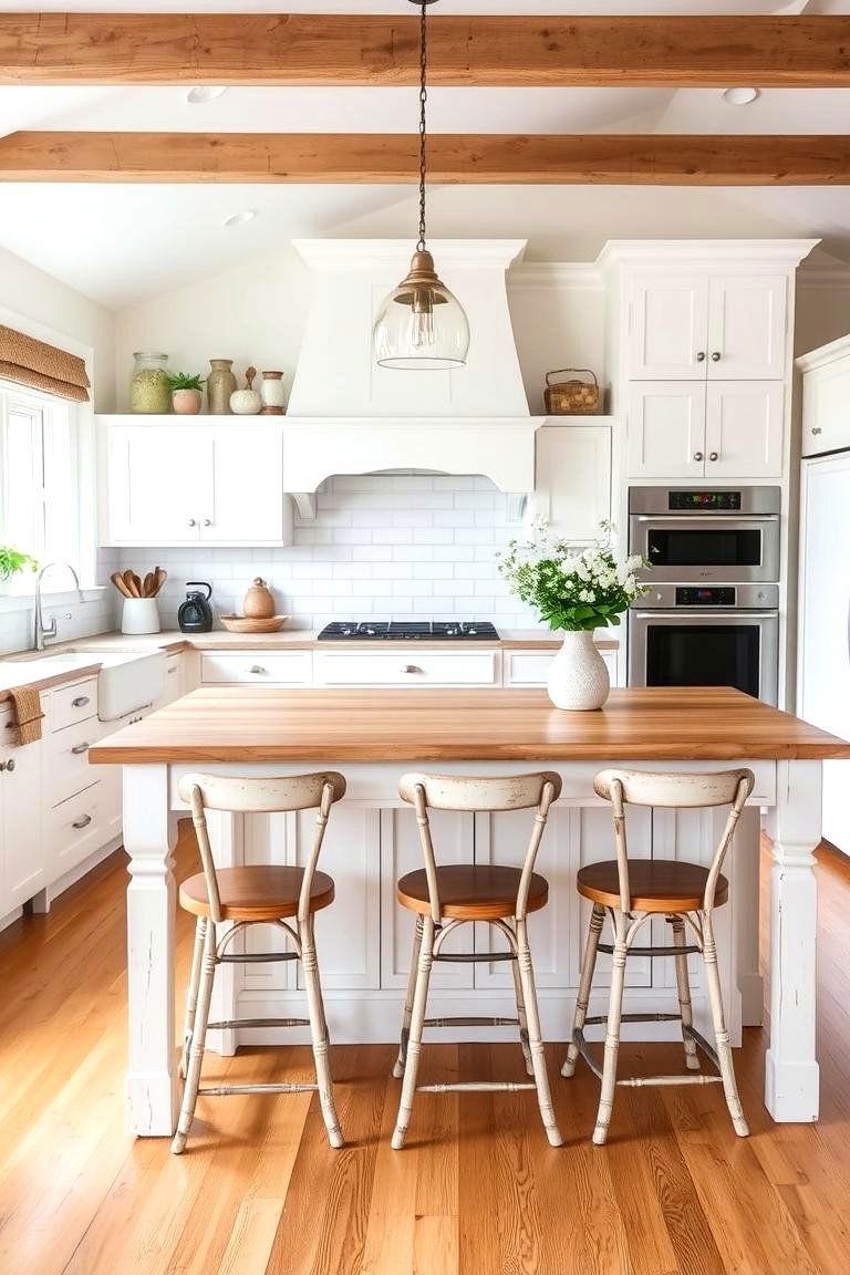 Pendant Lighting Fixtures - 24 White Farmhouse Kitchen Ideas