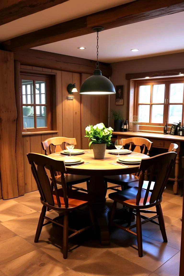 Pendant Lighting with Rustic Design - 24 Rustic Dining Room Ideas