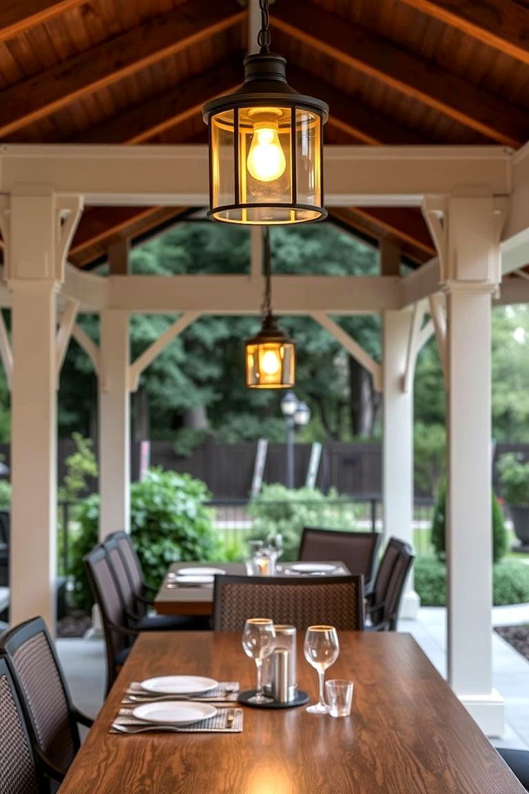 Pendant Lights Over Dining Areas - 24 Gazebo Lighting Ideas