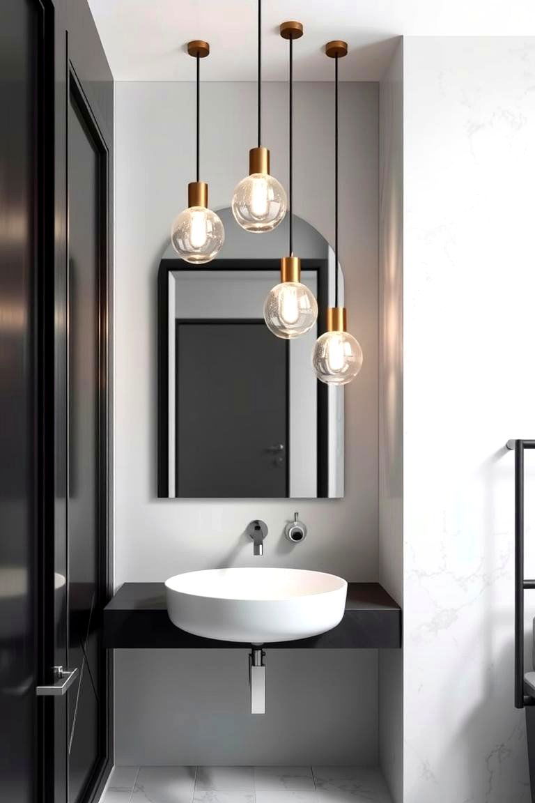 Pendant Lights with Marble Accents for a Touch of Luxury - 24 Bathroom Pendant Lighting Ideas